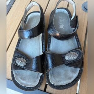 Alegria Black Sandals with Silver Accents